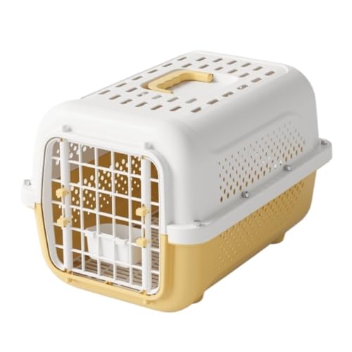 XJGQQ Katzentasche Raumbox, tragbare Haustierkatze, Check-in-Box, tragbarer Auto-Hundekäfig, Airline-Box, Katzenkäfig, Katzentasche, Hund Katzentaschen(Yellow) von XJGQQ