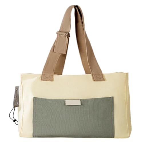 XJGQQ Katzentasche Tragbare Katzentasche for Ausgehen, Atmungsaktive Canvas-Tasche Mit Einer Schulter, Tragbare Umhängetasche Mit Freiliegendem Kopf Katzentaschen(Beige) von XJGQQ