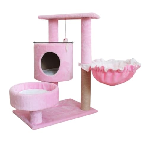 XJGQQ Kletterwand für Katzen Katzen-Klettergerüst, Katzenregal, Holz, Kleines Nest, Klettergerüst, Matratze, Zubehör for Große Katzen, Rosa Säule, Warm Leicht zu Reinigen(Pink,C) von XJGQQ