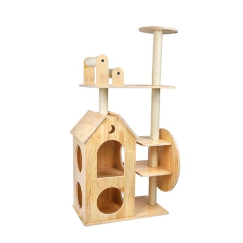 XJGQQ Kletterwand für Katzen Massivholz-Katzenklettergerüst, großes Katzennest, Sprungplattform, hölzerner Katzenkratzbaum, Kratzbrettspielzeug Leicht zu Reinigen von XJGQQ