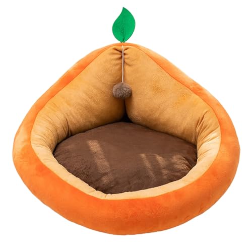 XJHKG Avocado Pet Bett, Beruhigendes Weiches Katzenwelpenbett für Kleine Melium Katze Hund Kaninchen(Orange,M) von XJHKG