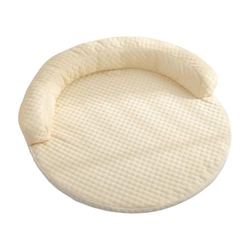 XJHKG Flache Hundematratze, Waschbares Haustier-Schlafsofa für den Innenbereich Welpenbett mit Rutschfester Unterseite(Beige,50cm) von XJHKG