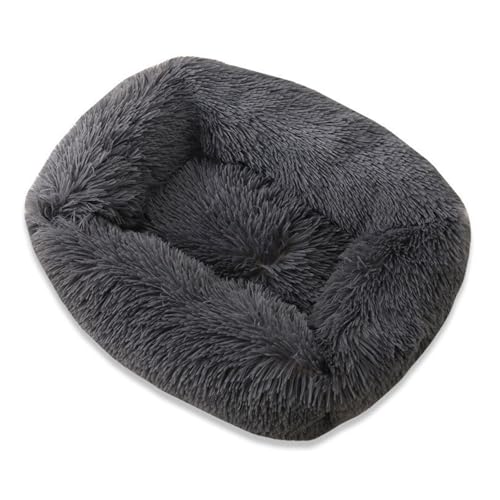 XJHKG Flauschig Hundebett Katzenbett, Waschbar Katzenbett aus kuscheligem Plüsch mit Dicker Füllung(Darkgray,M) von XJHKG