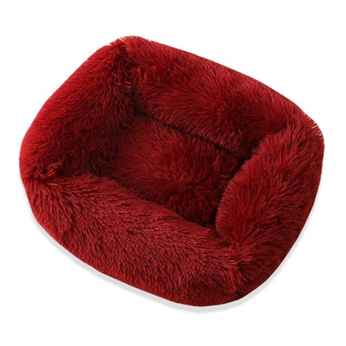 XJHKG Flauschig Hundebett Katzenbett, Waschbar Katzenbett aus kuscheligem Plüsch mit Dicker Füllung(DarkRed,M) von XJHKG