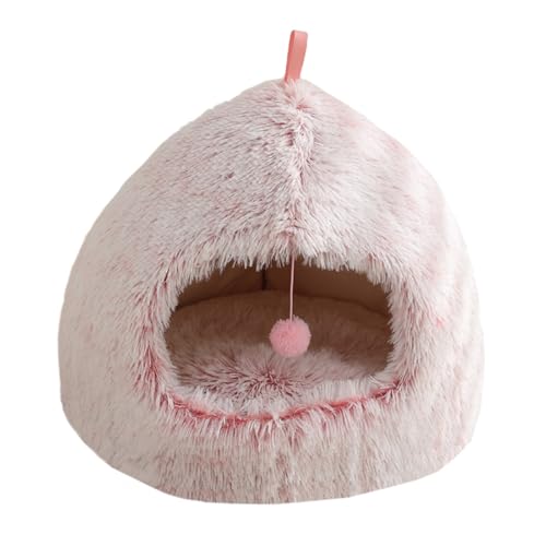 XJHKG Halbgeschlossenes Katzenhaus, Warmes und Gemütliches Katzenhöhlenbett, Hundehaus für Haustiere Welpen Kätzchen Kaninchen(Pink,XL) von XJHKG