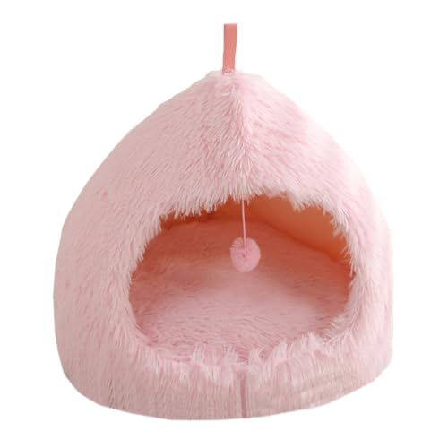 XJHKG Halbgeschlossenes Katzenhaus, Warmes und Gemütliches Katzenhöhlenbett, Hundehaus für Haustiere Welpen Kätzchen Kaninchen(Pink-2,XL) von XJHKG