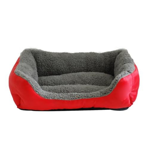 XJHKG Hundebett Katzenbett, Kuscheliges Waschbar Haustierbett Hundekorb Hundekissen(Red,M) von XJHKG