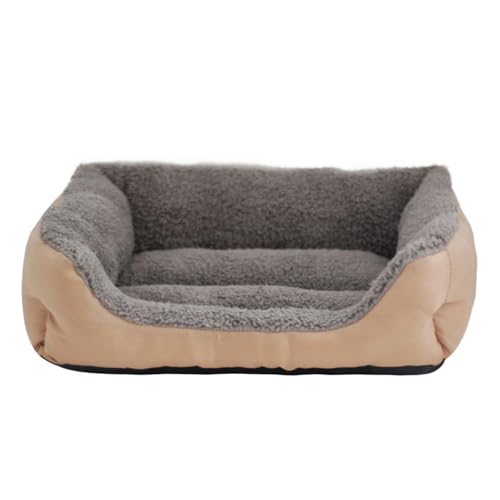 XJHKG Hundebett Katzenbett, Kuscheliges Waschbar Haustierbett Hundekorb Hundekissen(Tan,S) von XJHKG