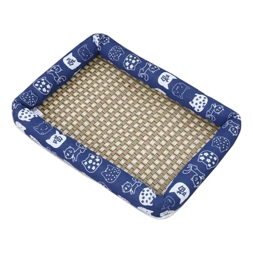 XJHKG Kühlmatte für Hundebetten, Atmungsaktiv Rattan Kühlendes Hundebett für Katzen und Hunde(Blue,M) von XJHKG