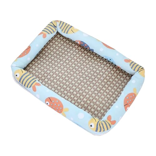 XJHKG Kühlmatte für Hundebetten, Atmungsaktiv Rattan Kühlendes Hundebett für Katzen und Hunde(SkyBlue,L) von XJHKG