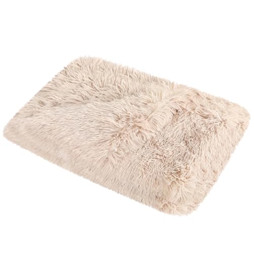 XJHKG Langer Plüsch Hundematte, Kuschelige und Weiche Flauschig Hundebett Hundekorb(Beige,M) von XJHKG