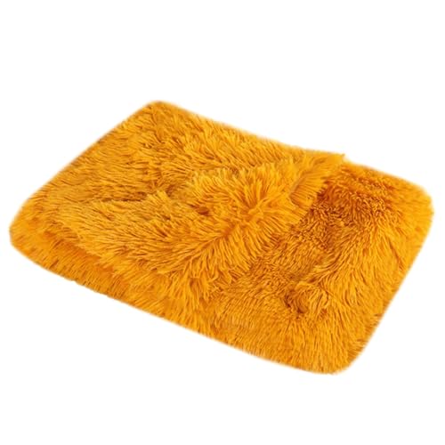 XJHKG Langer Plüsch Hundematte, Kuschelige und Weiche Flauschig Hundebett Hundekorb(Orange,L) von XJHKG