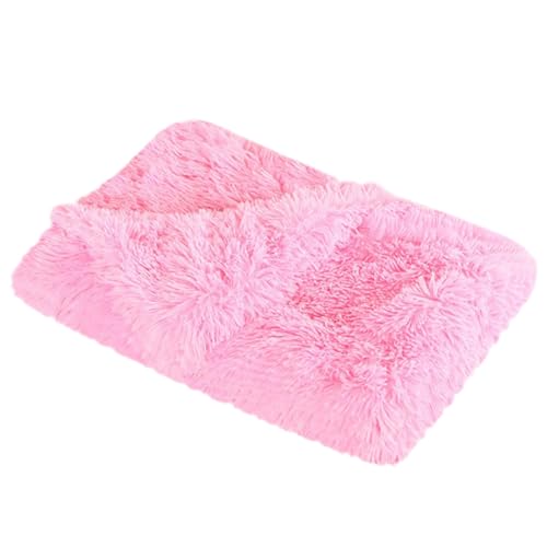 XJHKG Langer Plüsch Hundematte, Kuschelige und Weiche Flauschig Hundebett Hundekorb(Pink,L) von XJHKG