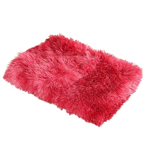 XJHKG Langer Plüsch Hundematte, Kuschelige und Weiche Flauschig Hundebett Hundekorb(Red,L) von XJHKG