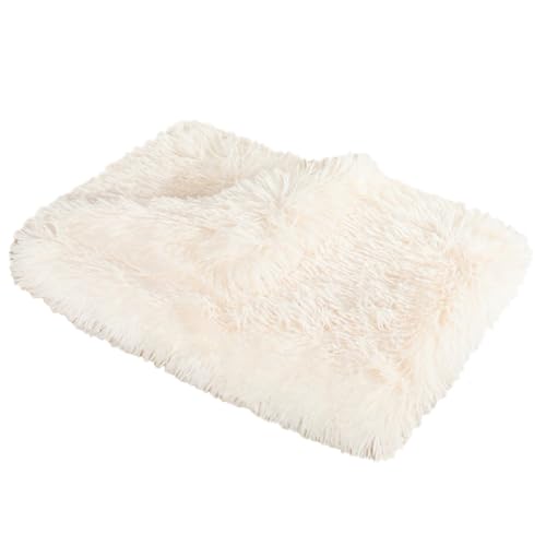 XJHKG Langer Plüsch Hundematte, Kuschelige und Weiche Flauschig Hundebett Hundekorb(White,L) von XJHKG