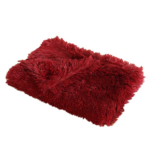 XJHKG Langer Plüsch Hundematte, Kuschelige und Weiche Flauschig Hundebett Hundekorb(WineRed,L) von XJHKG