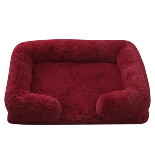 XJHKG Sofa Haustierbett, Warmes Haustier Couch Hundekatzenbett mit Waschbarem Bezug und Rutschfester Unterseite(DarkRed,M) von XJHKG