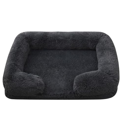 XJHKG Sofa Haustierbett, Warmes Haustier Couch Hundekatzenbett mit Waschbarem Bezug und Rutschfester Unterseite(Darkgray,L) von XJHKG