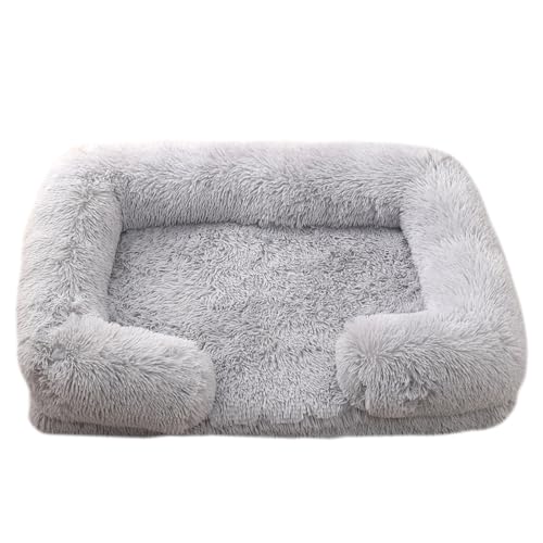 XJHKG Sofa Haustierbett, Warmes Haustier Couch Hundekatzenbett mit Waschbarem Bezug und Rutschfester Unterseite(Gray,L) von XJHKG