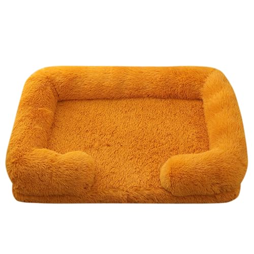 XJHKG Sofa Haustierbett, Warmes Haustier Couch Hundekatzenbett mit Waschbarem Bezug und Rutschfester Unterseite(Orange,L) von XJHKG