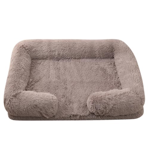 XJHKG Sofa Haustierbett, Warmes Haustier Couch Hundekatzenbett mit Waschbarem Bezug und Rutschfester Unterseite(RosyBrown,L) von XJHKG