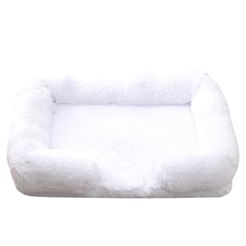 XJHKG Sofa Haustierbett, Warmes Haustier Couch Hundekatzenbett mit Waschbarem Bezug und Rutschfester Unterseite(White,L) von XJHKG