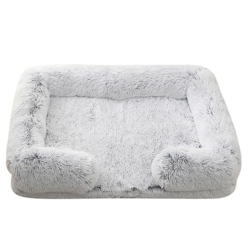 XJHKG Sofa Haustierbett, Warmes Haustier Couch Hundekatzenbett mit Waschbarem Bezug und Rutschfester Unterseite(WhiteSmoke,L) von XJHKG