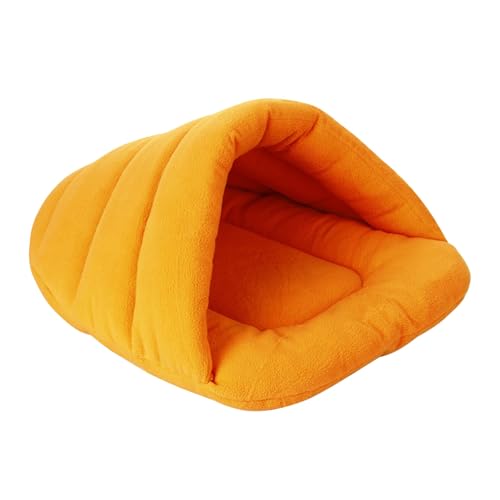 XJHKG Warmes Haustierhaus, Halbgeschlossenes Hamsterbett Schlafsack Haustierkissen Höhle(Orange,S) von XJHKG