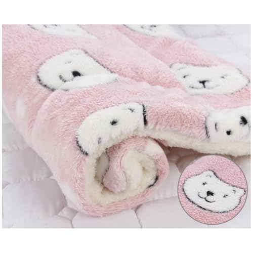 XJHWD Fleece-Haustier-Schlafmatten, weiches, verdicktes Hundebett, Katzenbett, warme waschbare Decke, Bärenmuster, gemütliche Schmusedecke für Haustiere von XJHWD