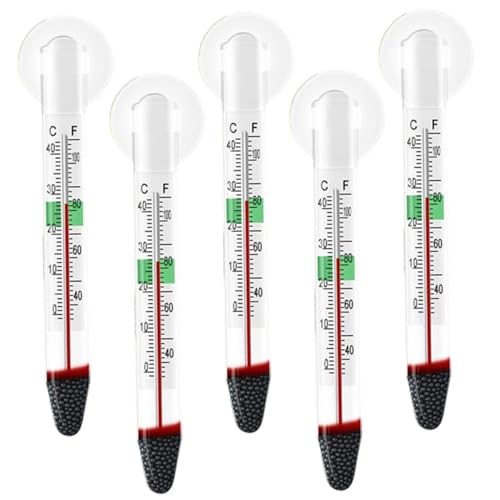 XJKLBYQ Floating Aquarium -Thermometer, 5pcs Fischtank -Thermometer mit Saugbecher, Aquariumtemperaturmesser mit klarer Skala für Süßwasser- und Salzwasserfische von XJKLBYQ