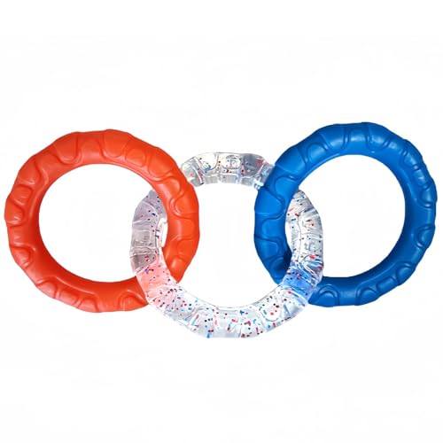 Gummi-3-Ring-Schlepper Hundespielzeug, dauerhafte Hundespielzeug, unzerstörbares Pull-Spielzeug mit 3 Farbringen, Welpenringspielzeug im Freien für kleine mittelgroße große Hunde von XJKLBYQ