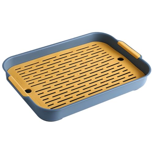 Kaninchendrüsenschachtel mit Rost, Meerschweinchenstreu, 2 -stufige Kaninchendrüsenschale, Plastik -Kehrtwandtoiletten -Töpfchen -Trainer -Ecke für Kaninchen Chinchilla Guinea - 9,7x14,4x2 (blau) von XJKLBYQ