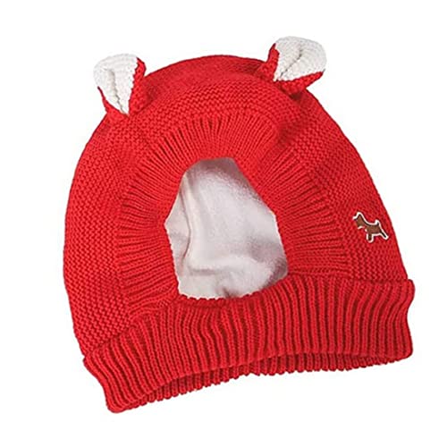 XJKLBYQ Ruhige Ohren für Hunde, Hundeohrmuffs, warme Hundeohrabdeckung, Wintertier -Strickhut, Lärmschutzhut für mittelgroße Hunde Katzen Haustiere/Rot von XJKLBYQ