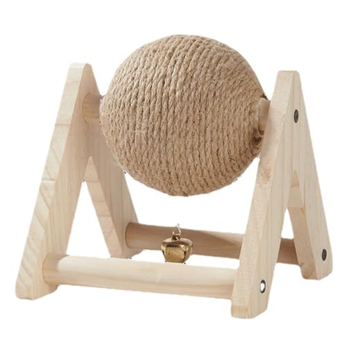 Sisal Rabbit Claw Ball Kratzer mit Ball, Hasenkratzspielzeugkugel mit Glocken, Kaninchen Kratzer mit dreieckiger Basis für Innenräume von XJKLBYQ