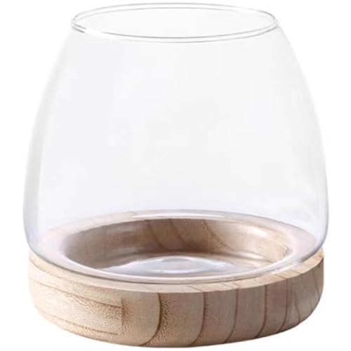 Terrariumschale mit Abnehmbarer Holzbasis, transparentes Glas -Terrarium, minimalistischer und luxuriöser Hydroponic Fish Tank Pflanzer auf Desktop/4x6 von XJKLBYQ