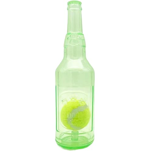 Wine Bottle Hundespielzeug, interaktive niedliche, quietschende Hundespielzeug mit Tenniskugel im Inneren, süße einzigartige Gummi -Hundespielzeug für Zahnen, Training, Stress Relief /10x3in - Grün von XJKLBYQ