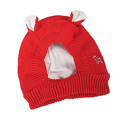 XJKLBYQ Gestrickter Hundehut, ruhige Ohren für Hunde, Wintertier gestrickter Hut süße warme Hundekappe Hunde Snood Head Wrap Bunny Kostüm für mittel- bis große Hunde Katzen Haustiere (rot) von XJKLBYQ