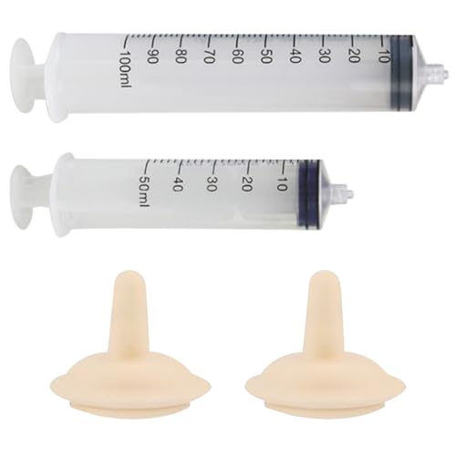 XJKLBYQ Nippel für Kätzchen, 2pcs 50 ml+100 ml Fütterungsspritze für Katzen, sichere Silikonkatze Schnuller, Anti-Kanal-Welpenflaschen für Pflege L, Brustwarze für Kätzchen von XJKLBYQ