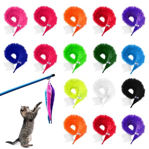 XJKLBYQ WORMMS WEITGEY Toy, 16 PCS Color Unsichtbares Twisty Raupe Toy, Katzenspielzeug für Kinder Trick Carnival Party Gefälligkeiten von XJKLBYQ