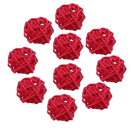 XJPXFQ 10 Stück Haustierspielzeug Latexbälle Buntes Kauspielzeug for Hunde Katzen Welpen Kätzchen Weiches Elastisches Katzenspielzeug for Hauskatzen for Jagen(Rattan Balls red) von XJPXFQ