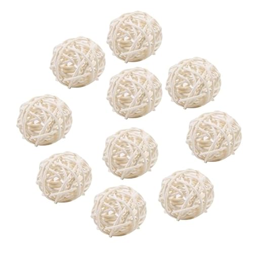 XJPXFQ 10 Stück Haustierspielzeug Latexbälle Buntes Kauspielzeug for Hunde Katzen Welpen Kätzchen Weiches Elastisches Katzenspielzeug for Hauskatzen for Jagen(Rattan Balls wh) von XJPXFQ