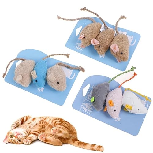 XJPXFQ 3 stücke Lustiges Katzenspielzeug Mäuse Bissfest Kunstpelz Katzenminze Spielzeug Interaktives Katzenkauspielzeug for Hauskatzen Kätzchen Spielen Apportieren(B Style 3pcs) von XJPXFQ