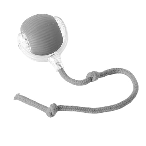 XJPXFQ Elektrisches Katzenballspielzeug, automatischer rollender Ball, Kunstschwanz, intelligentes Haustier, interaktives Spielzeug, Hunde- und Katzentraining, USB wiederaufladbar(Style 1 Grey) von XJPXFQ