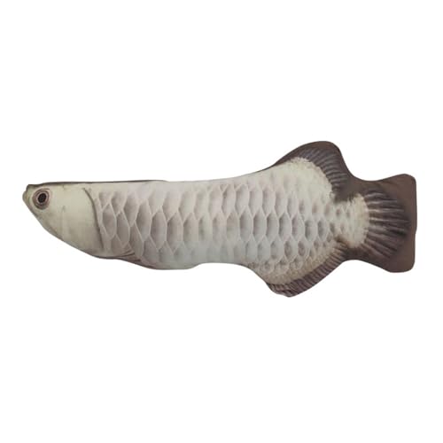 XJPXFQ Plüsch-Katzenspielzeug, 20 cm, Simulation Fisch, Katzenkratzbaum, Katzenminze, Spielzeug, interaktives Kauspielzeug for Haustiere, Katzenminze, gefülltes Heimtierzubehör(Silver Arowana) von XJPXFQ