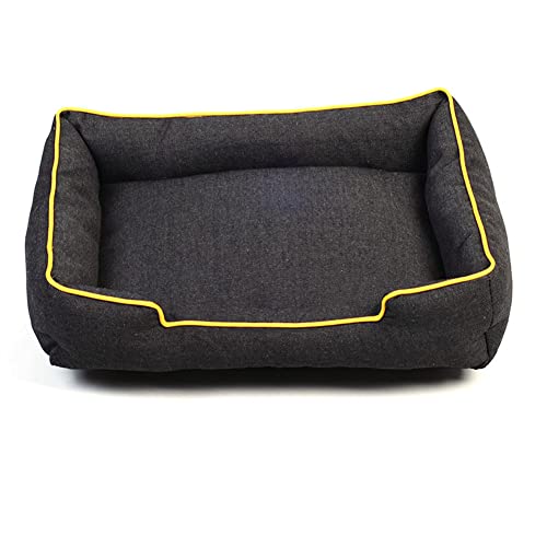 XJST Hunde- und Katzenbett, Plüsch, flauschig, mit rutschfester Unterseite, geeignet für Haushaltstiere, Plüsch, waschbar, Gelb, 50 cm von XJST