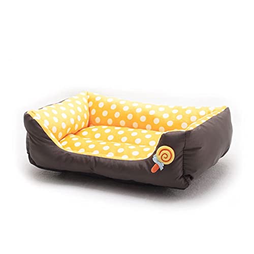 XJST Hunde- und Katzenbett, rutschfest, faltbar, für den Winter, weich, gemütlich, für Haushaltstiere, Plüsch, waschbar, Orange, S von XJST