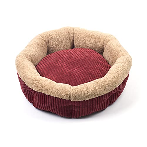 XJST Hunde- und Katzenbett, waschbar, Kissen, Matratze, rutschfest, warm, für kleine Hunde, geeignet für Haushaltstiere, Plüsch, Geschenk für Haustiere, rund von XJST