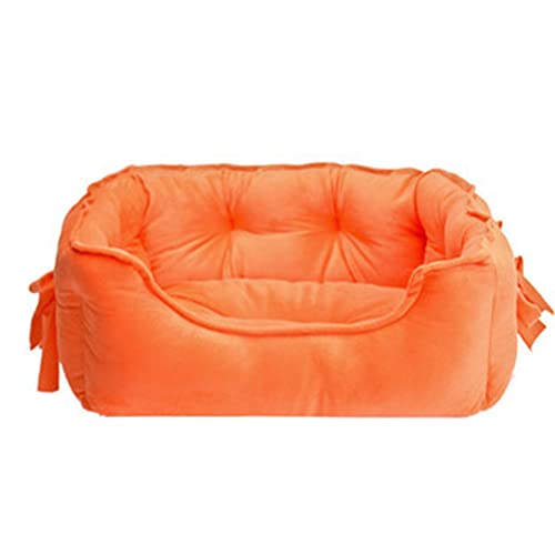 XJST Kleines Hundebett, waschbar, exquisite Matte, warm und weich, rutschfest, warmes Haustier-Sofabett, Kissen, für kleine Hunde, für drinnen und draußen, Orange, Größe S von XJST