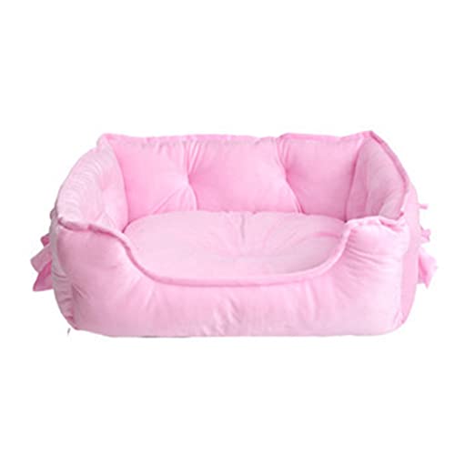 XJST Kleines Hundebett, waschbar, exquisite Matte, warm und weich, rutschfest, warmes Haustier-Sofabett, Kissen, für kleine Hunde, für drinnen und draußen, Rosa, Größe L von XJST