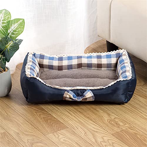 XJST Pets Katzen- und Hundebett, waschbares Hundekissen, rutschfest, warm, für kleine Hunde, mit rutschfester Unterseite, Geschenk für Haustiere, blaues Gitter, 45 cm von XJST